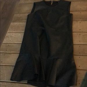 BCBG XS Shift/flare dress, leather look, black
